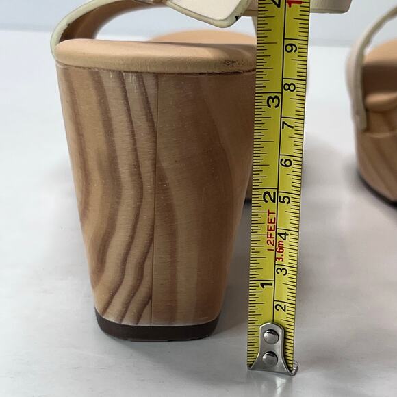 Nisolo All Day Open Toe Clog Platform Chunky Wood Heel Brandy Women's 8.5 FLAW - Picture 6 of 13